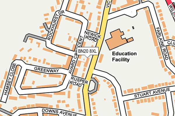 BN20 8XL map - OS OpenMap – Local (Ordnance Survey)