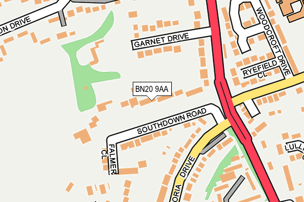 BN20 9AA map - OS OpenMap – Local (Ordnance Survey)