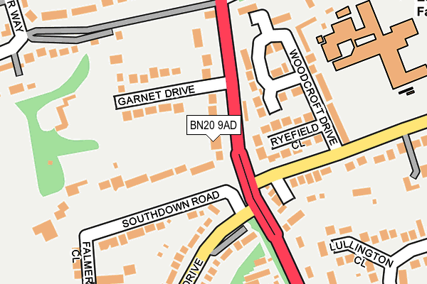 BN20 9AD map - OS OpenMap – Local (Ordnance Survey)