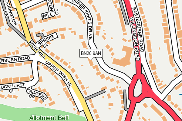 BN20 9AN map - OS OpenMap – Local (Ordnance Survey)