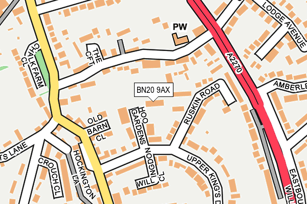 BN20 9AX map - OS OpenMap – Local (Ordnance Survey)