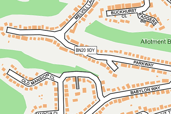 BN20 9DY map - OS OpenMap – Local (Ordnance Survey)