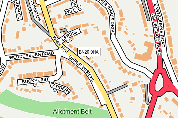 BN20 9HA map - OS OpenMap – Local (Ordnance Survey)