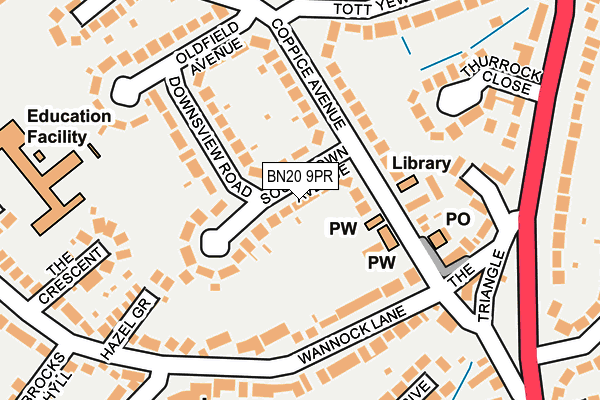 BN20 9PR map - OS OpenMap – Local (Ordnance Survey)