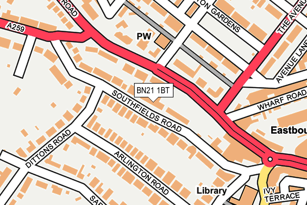 BN21 1BT map - OS OpenMap – Local (Ordnance Survey)