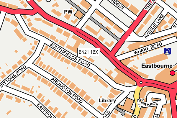 BN21 1BX map - OS OpenMap – Local (Ordnance Survey)