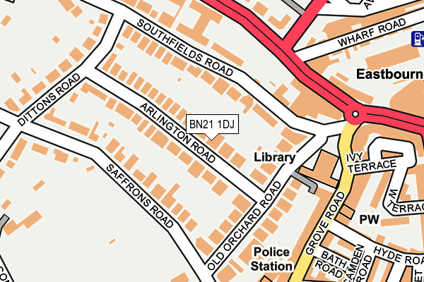 BN21 1DJ map - OS OpenMap – Local (Ordnance Survey)