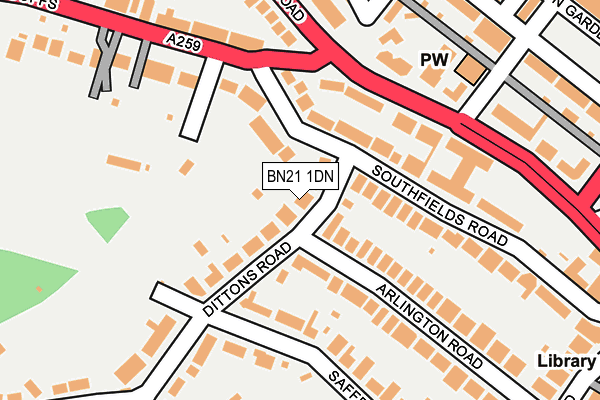 BN21 1DN map - OS OpenMap – Local (Ordnance Survey)