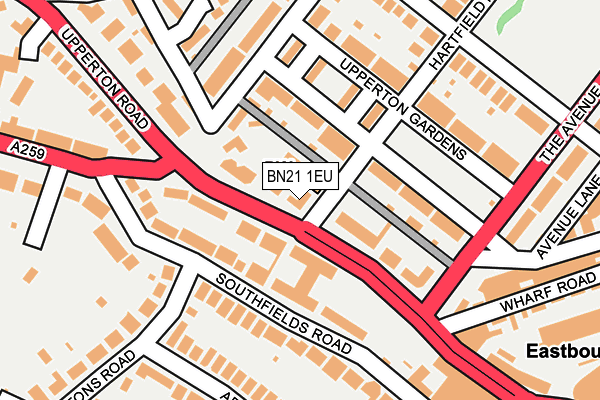 BN21 1EU map - OS OpenMap – Local (Ordnance Survey)