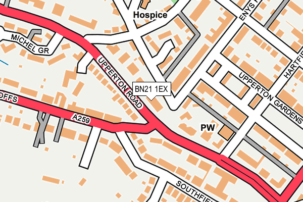 BN21 1EX map - OS OpenMap – Local (Ordnance Survey)