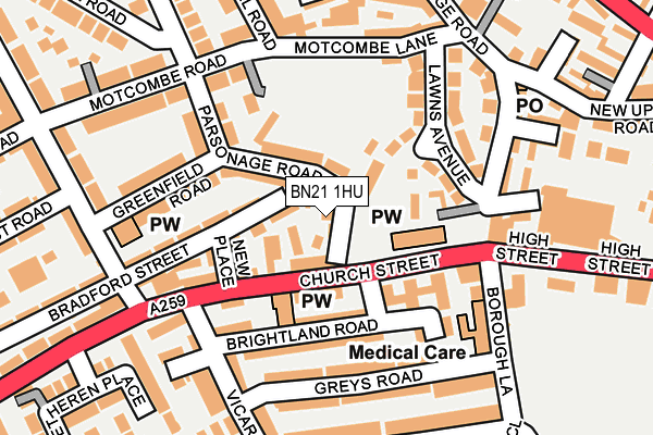 BN21 1HU map - OS OpenMap – Local (Ordnance Survey)