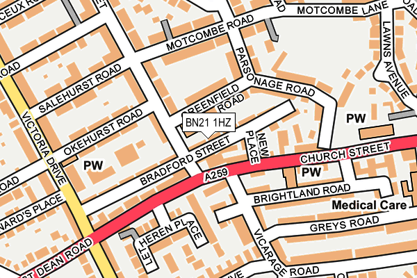 BN21 1HZ map - OS OpenMap – Local (Ordnance Survey)