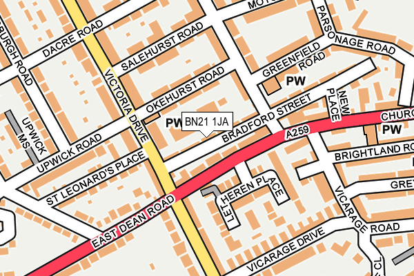 BN21 1JA map - OS OpenMap – Local (Ordnance Survey)