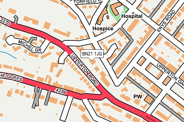BN21 1JG map - OS OpenMap – Local (Ordnance Survey)