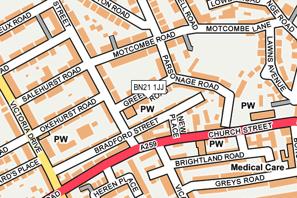 BN21 1JJ map - OS OpenMap – Local (Ordnance Survey)