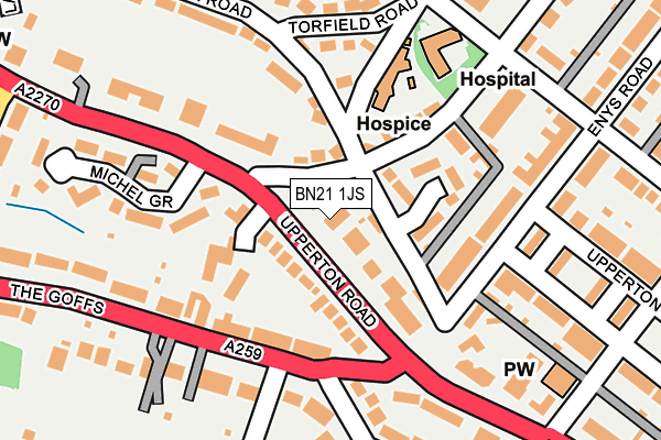 BN21 1JS map - OS OpenMap – Local (Ordnance Survey)