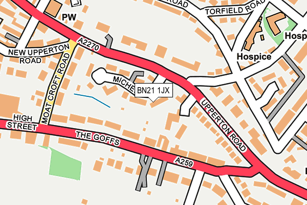 BN21 1JX map - OS OpenMap – Local (Ordnance Survey)