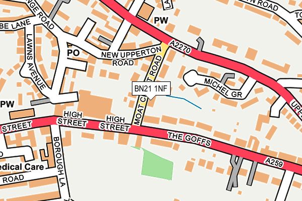 BN21 1NF map - OS OpenMap – Local (Ordnance Survey)