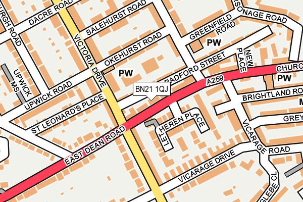 BN21 1QJ map - OS OpenMap – Local (Ordnance Survey)