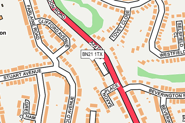 BN21 1TX map - OS OpenMap – Local (Ordnance Survey)