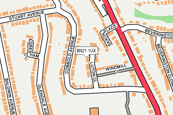 BN21 1UX map - OS OpenMap – Local (Ordnance Survey)