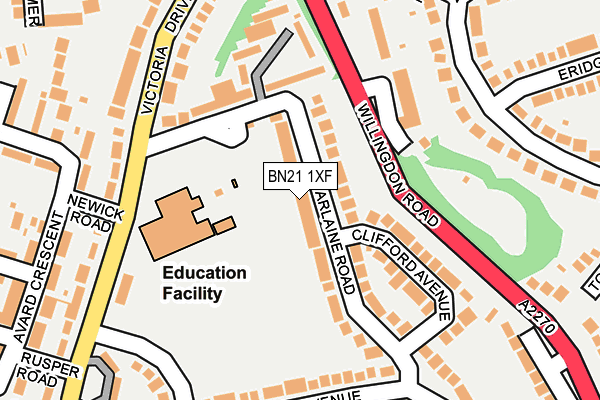 BN21 1XF map - OS OpenMap – Local (Ordnance Survey)