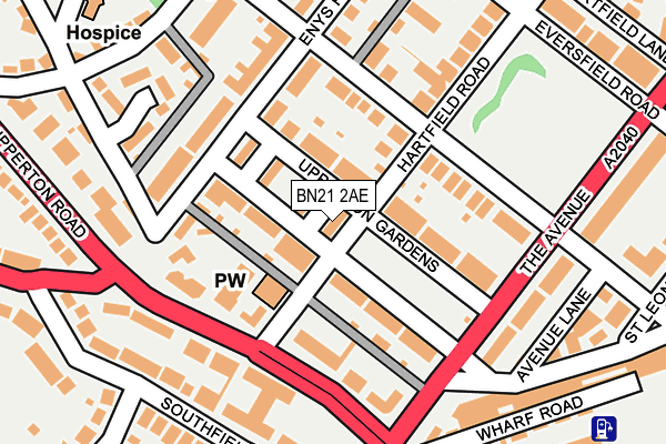 BN21 2AE map - OS OpenMap – Local (Ordnance Survey)