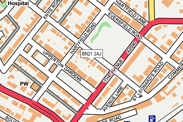 BN21 2AJ map - OS OpenMap – Local (Ordnance Survey)