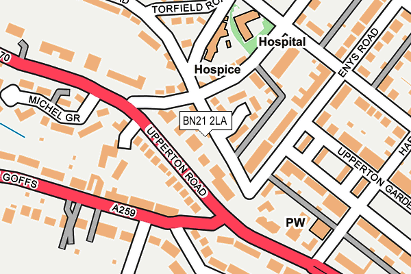 BN21 2LA map - OS OpenMap – Local (Ordnance Survey)
