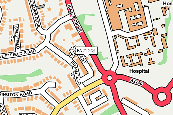 BN21 2QL map - OS OpenMap – Local (Ordnance Survey)