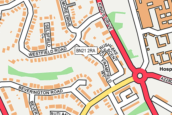 BN21 2RA map - OS OpenMap – Local (Ordnance Survey)