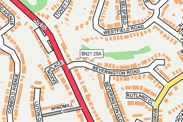 BN21 2SA map - OS OpenMap – Local (Ordnance Survey)