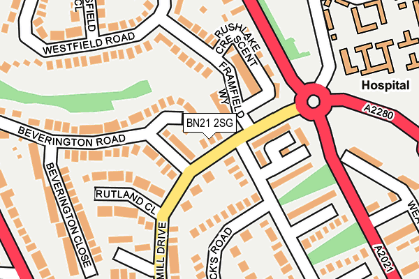 BN21 2SG map - OS OpenMap – Local (Ordnance Survey)