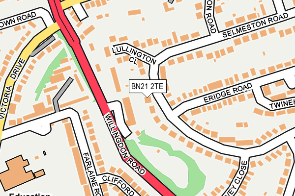 BN21 2TE map - OS OpenMap – Local (Ordnance Survey)