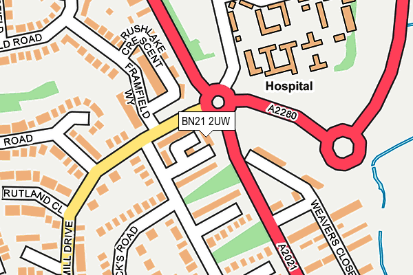 BN21 2UW map - OS OpenMap – Local (Ordnance Survey)