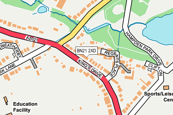 BN21 2XD map - OS OpenMap – Local (Ordnance Survey)