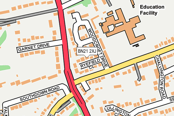 BN21 2XJ map - OS OpenMap – Local (Ordnance Survey)