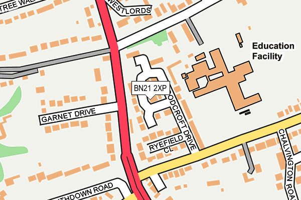 BN21 2XP map - OS OpenMap – Local (Ordnance Survey)