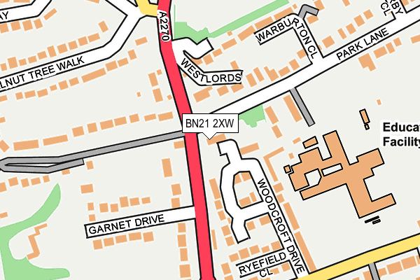 BN21 2XW map - OS OpenMap – Local (Ordnance Survey)
