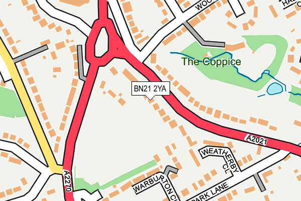 BN21 2YA map - OS OpenMap – Local (Ordnance Survey)