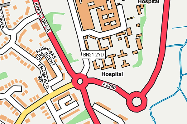 BN21 2YD map - OS OpenMap – Local (Ordnance Survey)