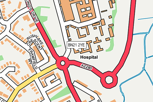 BN21 2YE map - OS OpenMap – Local (Ordnance Survey)