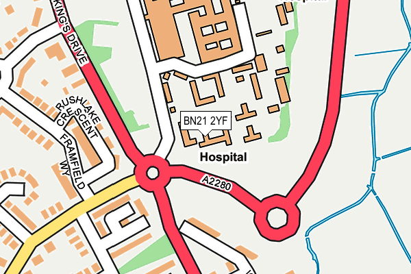 BN21 2YF map - OS OpenMap – Local (Ordnance Survey)