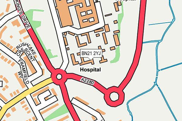 BN21 2YJ map - OS OpenMap – Local (Ordnance Survey)