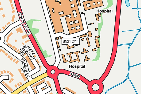 BN21 2YT map - OS OpenMap – Local (Ordnance Survey)