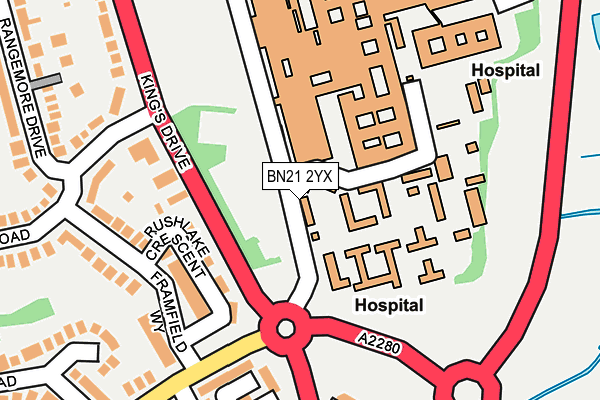 BN21 2YX map - OS OpenMap – Local (Ordnance Survey)