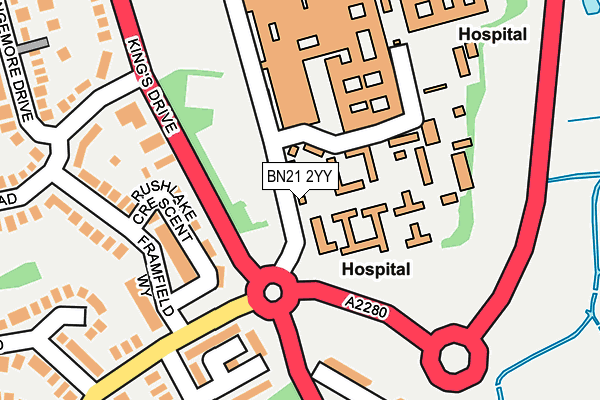 BN21 2YY map - OS OpenMap – Local (Ordnance Survey)