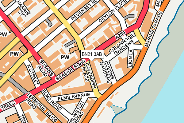 BN21 3AB map - OS OpenMap – Local (Ordnance Survey)