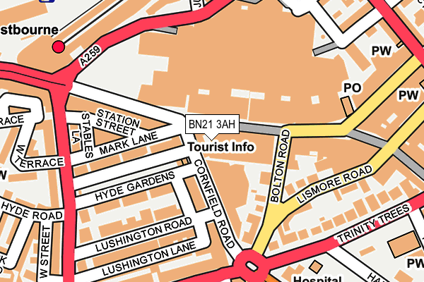 BN21 3AH map - OS OpenMap – Local (Ordnance Survey)