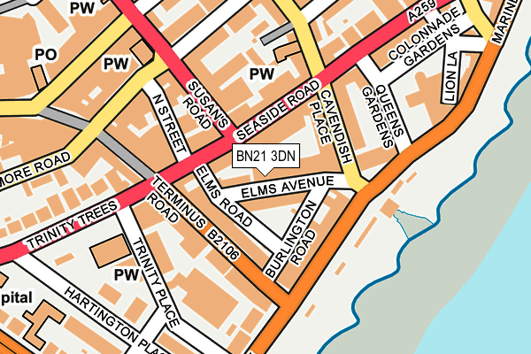 BN21 3DN map - OS OpenMap – Local (Ordnance Survey)